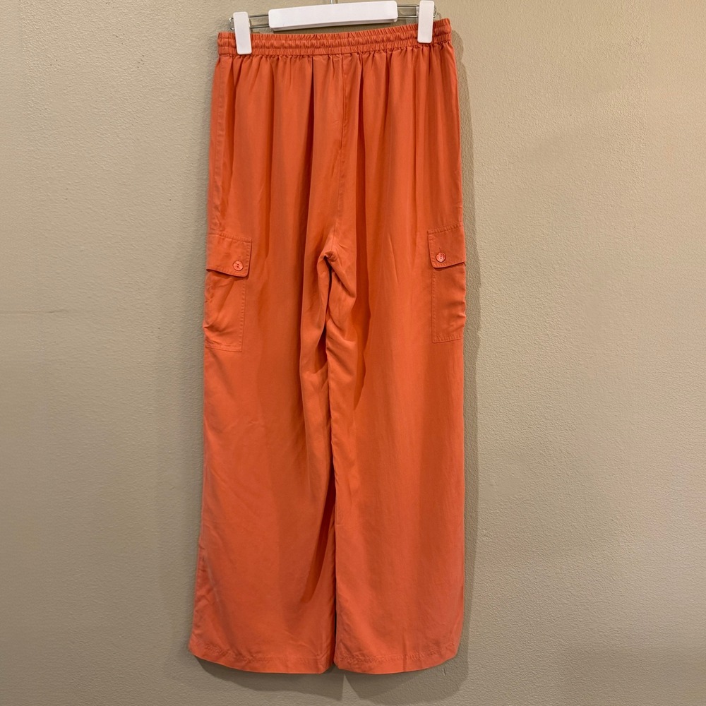 Good Clothes Collections Womens Vintage 100% Silk Cargo Pants Orange Wide Leg 10 - Picture 5 of 11